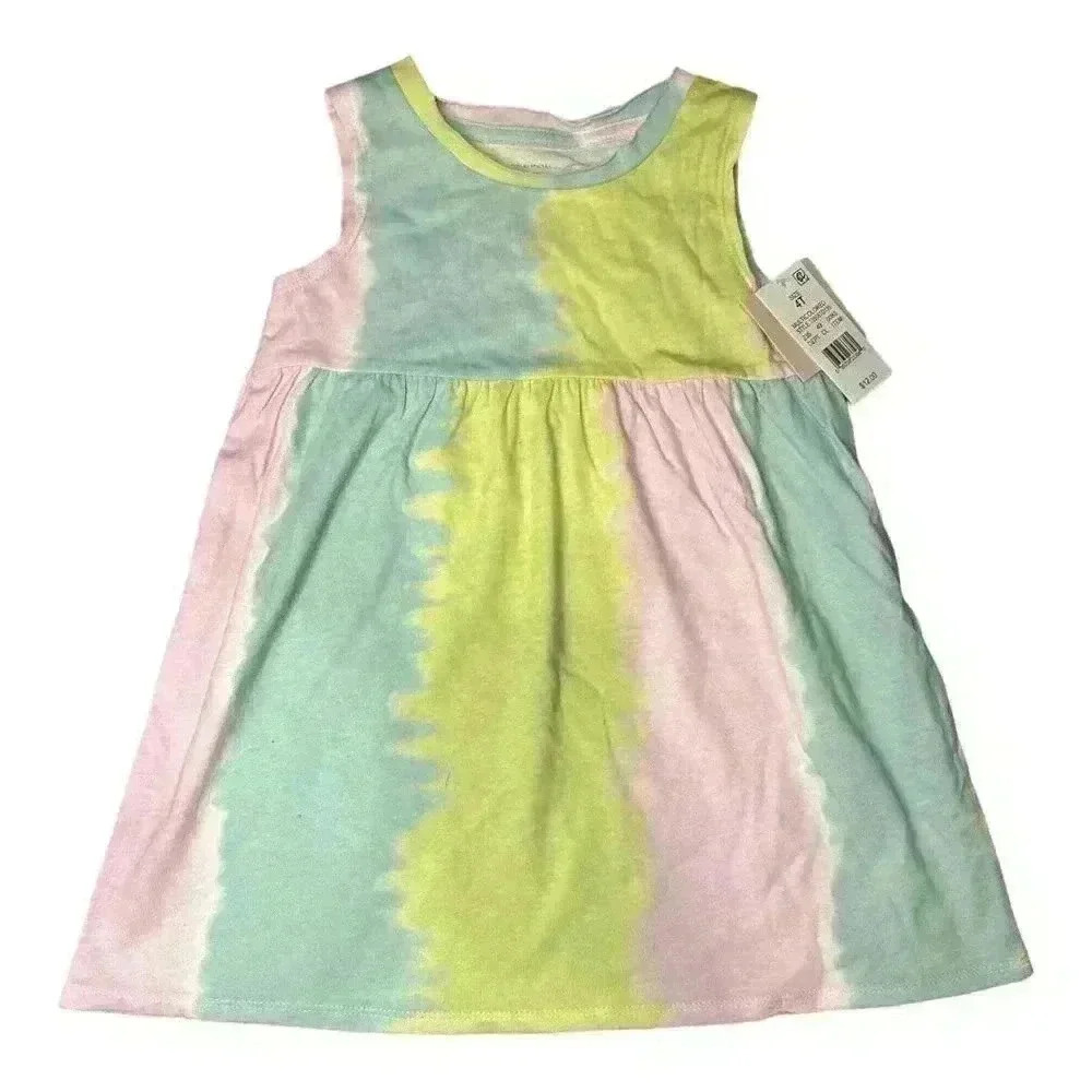 Grayson Threads Girls Tie Dye Striped Sleeveless Dress